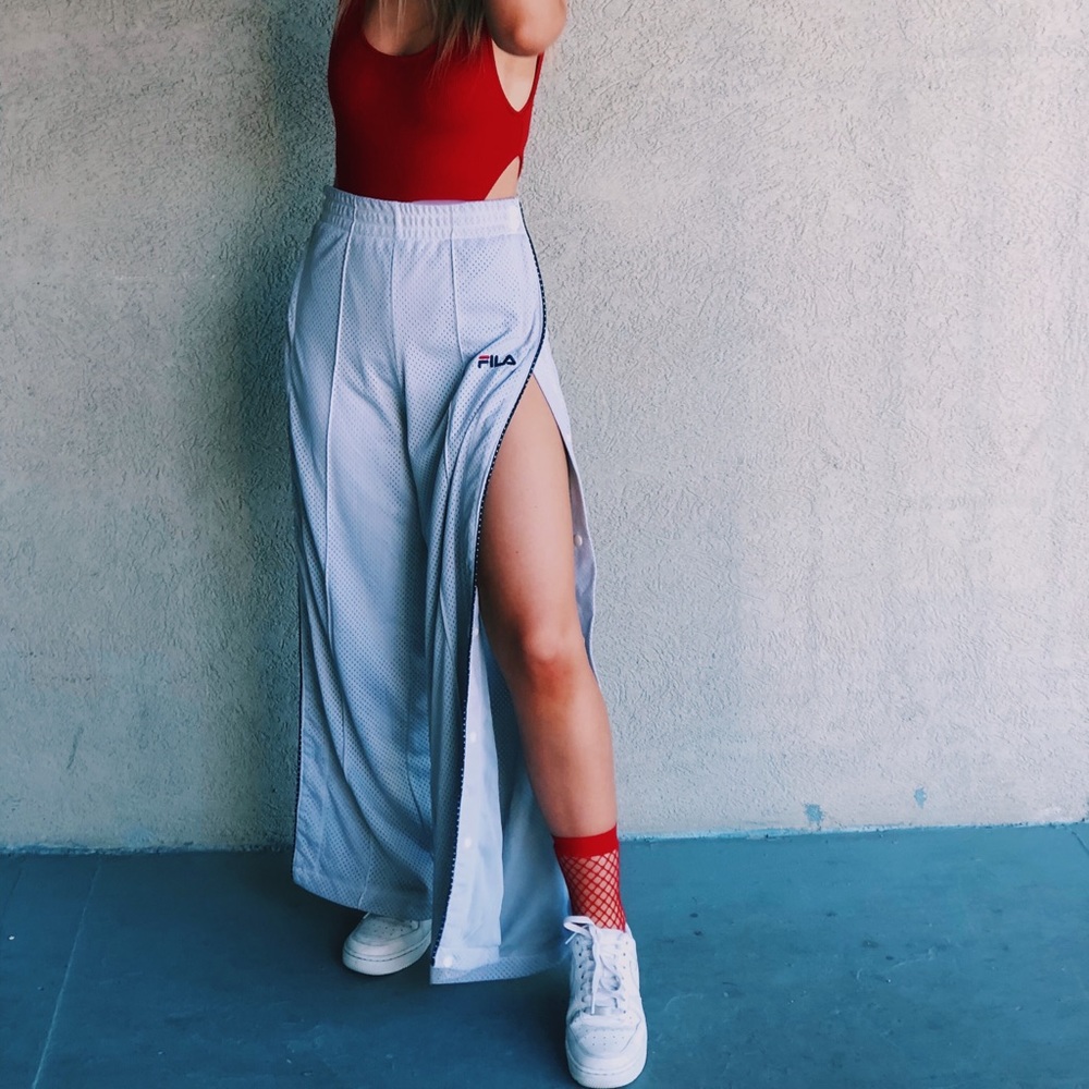 White Fila Neka Tear-Away Pants